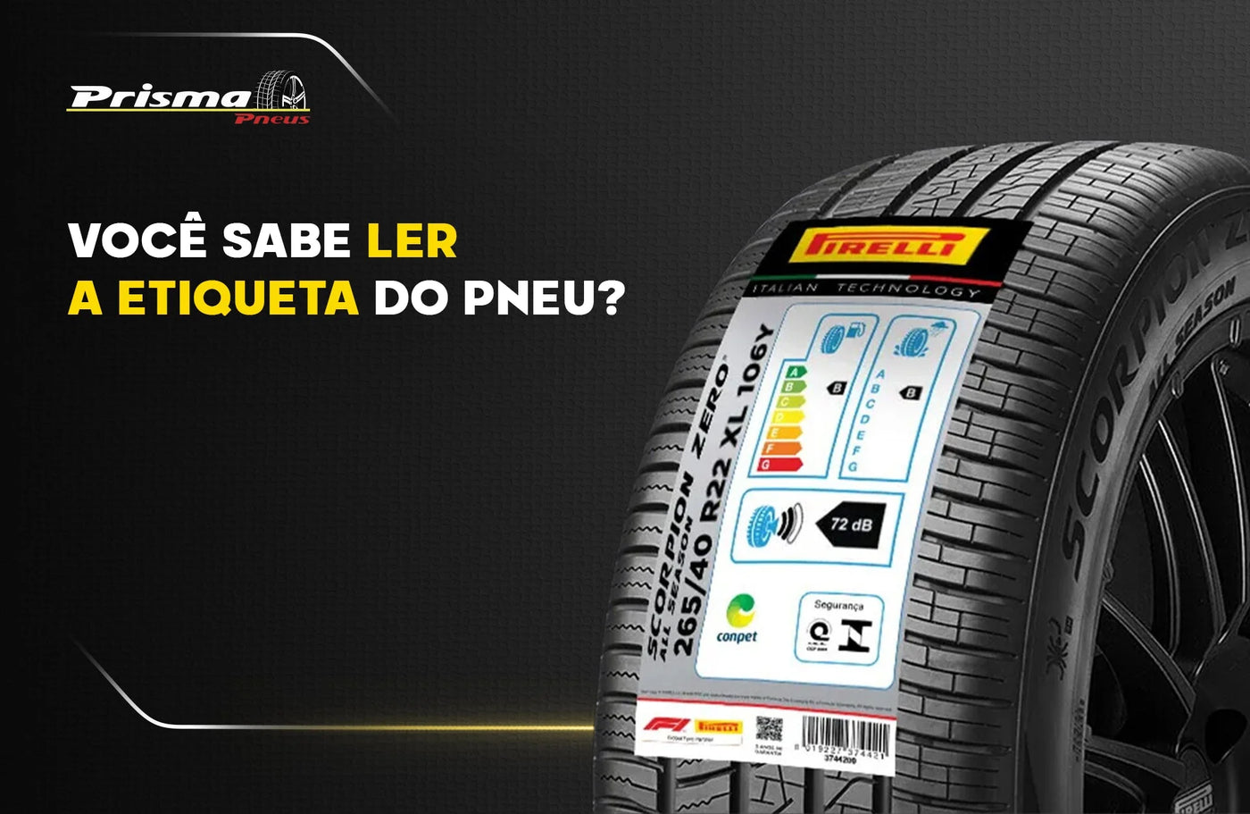 Etiqueta do pneu - Prisma Pneus Revenda Oficial Pirelli em São Paulo