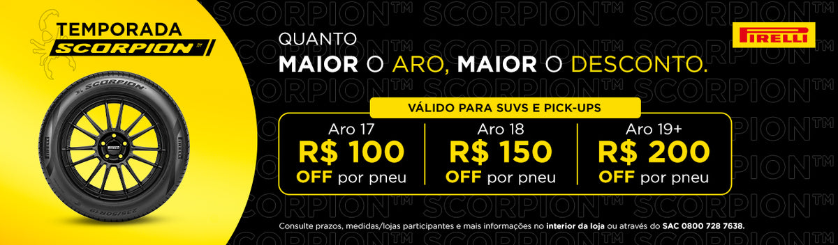 Promoção pneus Pirelli Scorpion desk